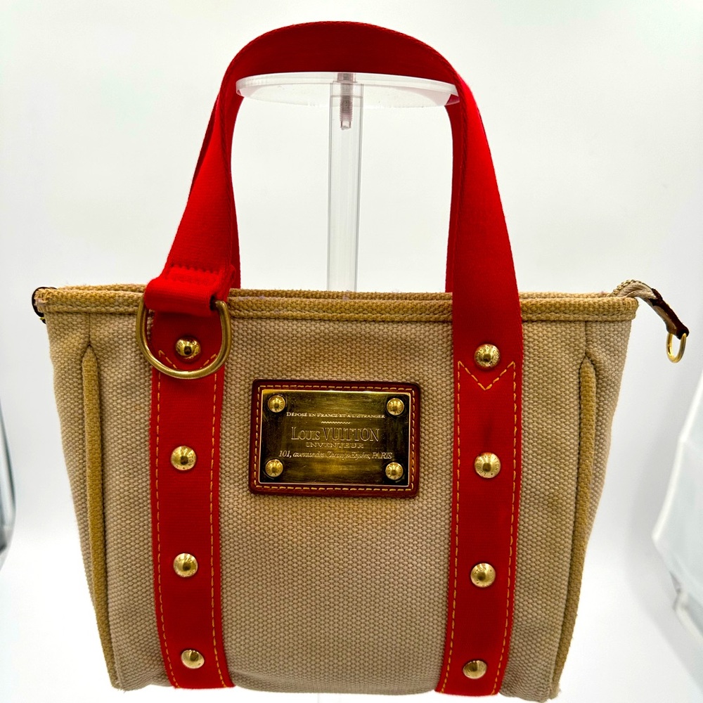 LOUIS VUITTON LV Tote Bag Antigua Cabas PM Beige Canvas